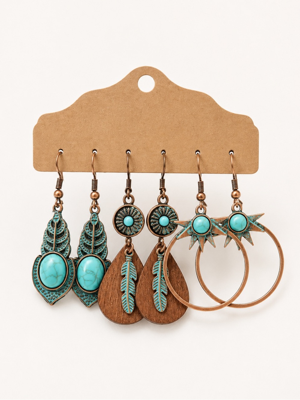 Turquoise Boho Mixed Earring Set - Women Jewelry